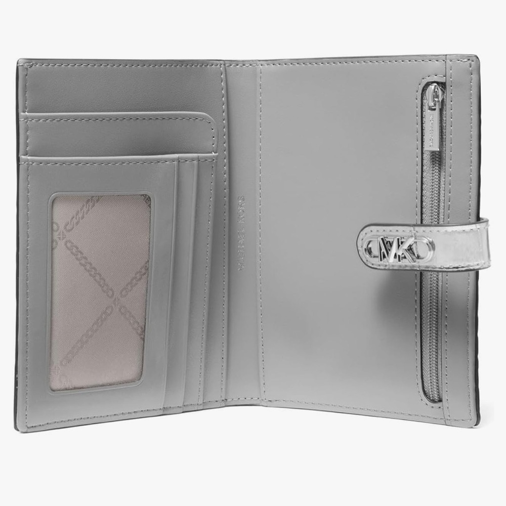 Michael Kors Empire Metallic Crocodile Embossed Leather Passport Wallet
Silver - Picture 4 of 16